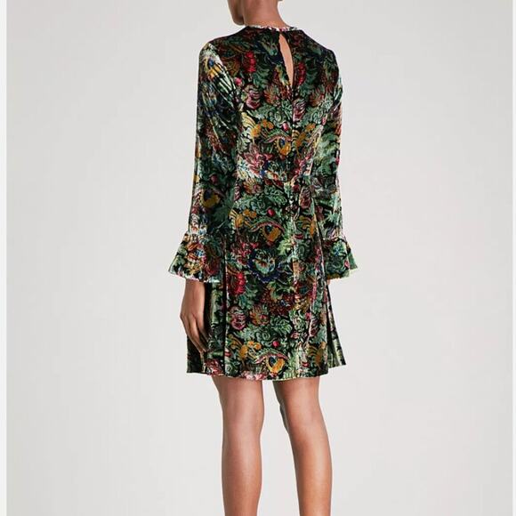 Sandro Swana Floral Velvet Long Sleeve Mini Dress - Picture 2 of 12